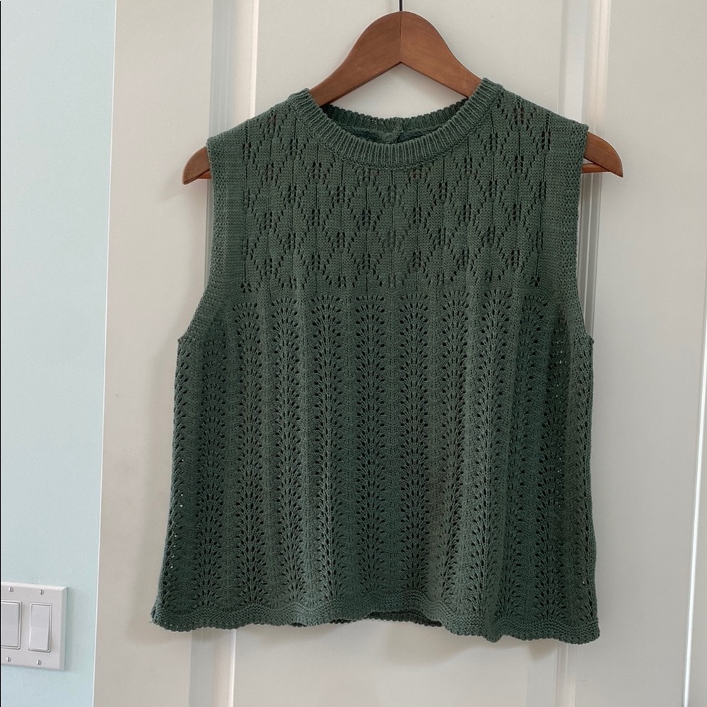 Twik Green Knit Boxy Tank Top